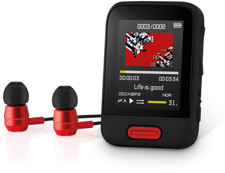 MP3 player Sencor SFP 7716 - 16GB, i kuq