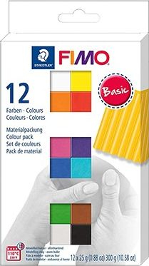 Masë plastike Fimo Basic, 12 ngjyra