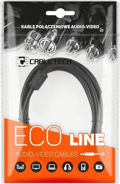 Kabllo Cabletech 3,5 mm - RCA (Cinch) x2 1m (KPO4004-10), e zezë