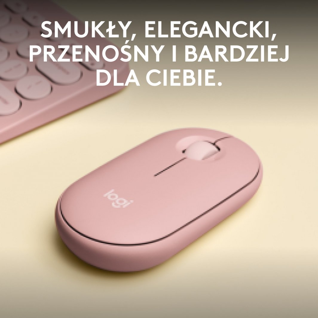 Maus Logitech Pebble, wireless, Bluetooth, rozë