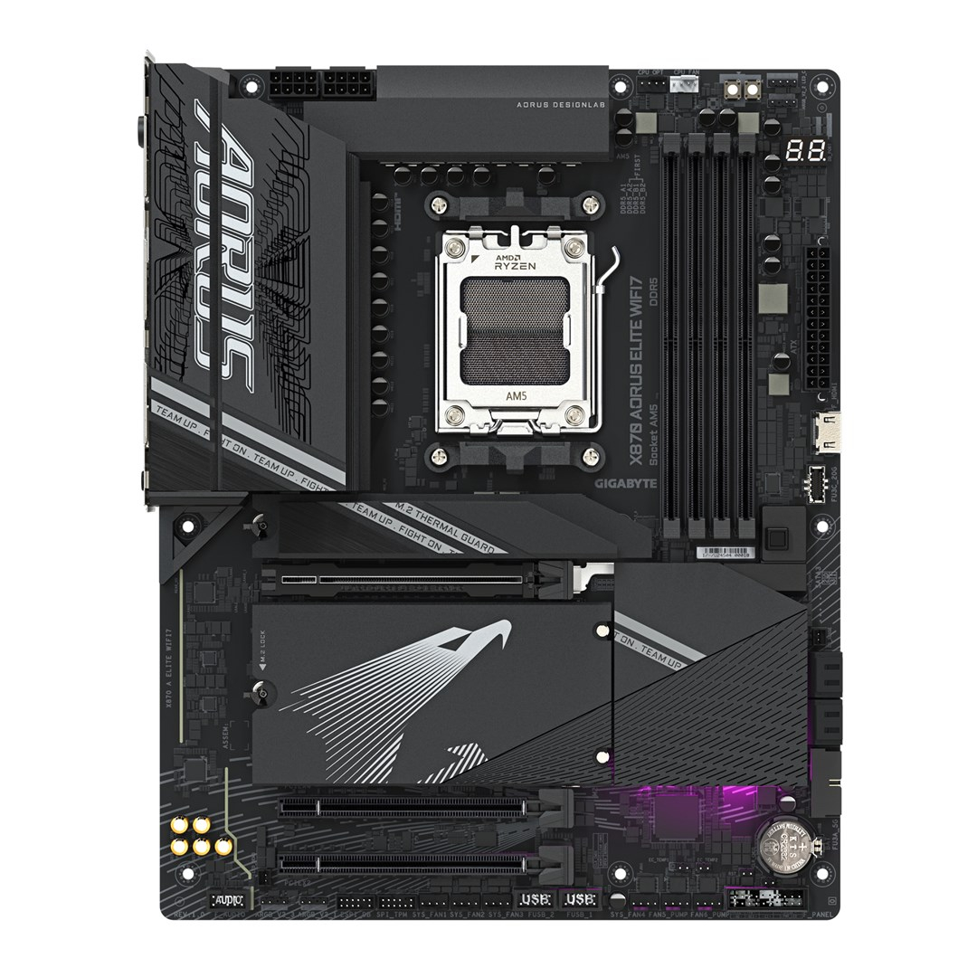 Pllakë amë GIGABYTE X870 AORUS ELITE WIFI7, AMD Ryzen 9000 CPUs, 16+2+2 VRM, 8000MHz DDR5 (OC), 3xPCIe 5.0 + 1xPCIe 4.0, Wi-Fi 7, 2.5GbE LAN, USB 4