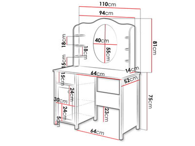 Tavolinë pune LUNA LN-03  dhe 1 sirtar + Shtesë LUNA LN-06, bardhë, rozë