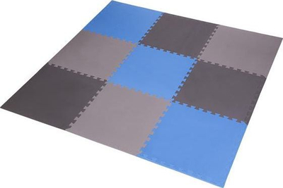 Shtresë për ushtrime One Fitness puzzle, 9 pjesë, e kaltër/e hirtë