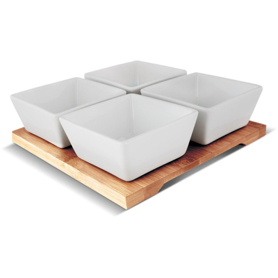 Pjata servimi porcelan 4 copë Lamart LT9018, të bardha