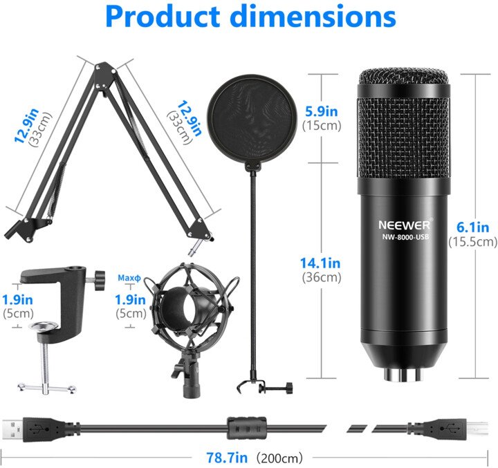 Mikrofon Neewer NW-8000, i zi
