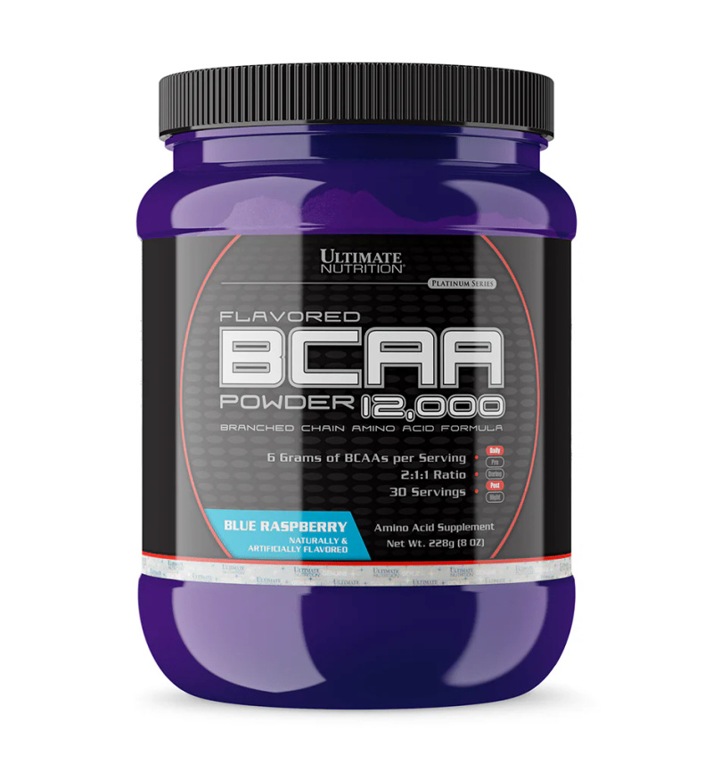 Aminoacide Ultimate Nutrition BCAA Powder, 12000 30 serv, 228g, Blue Raspberry