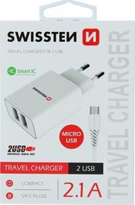 Ładowarka Swissten 2x USB-A 3 A (22051000), i bardhë Ładowarka Swissten 2x USB-A 3 A (22051000), i bardhë