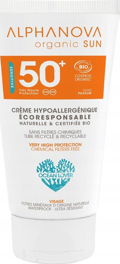 Krem kundër diellit Alphanova Sun SPF50, 50 g, për lëkurë të ndjeshme
