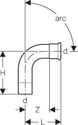 Gyp lidhës Geberit Mapress Kupfer, 90 °, 28mm, bakri